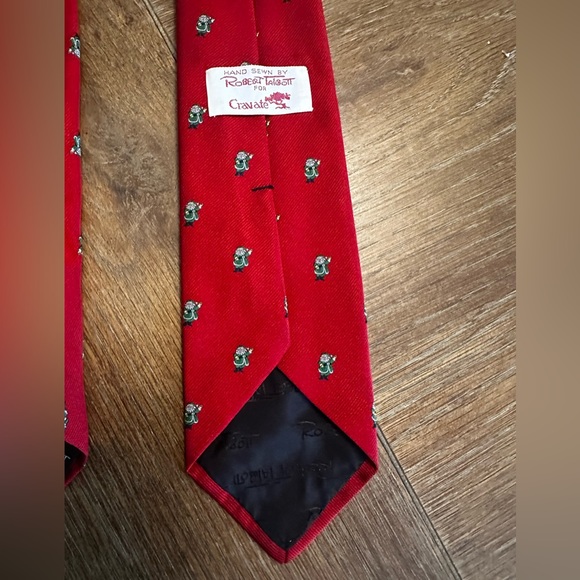Vintage Robert Talbott For Cravate Red Santa Silk Tie - Picture 7 of 9